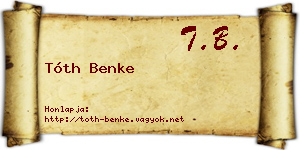 Tóth Benke névjegykártya